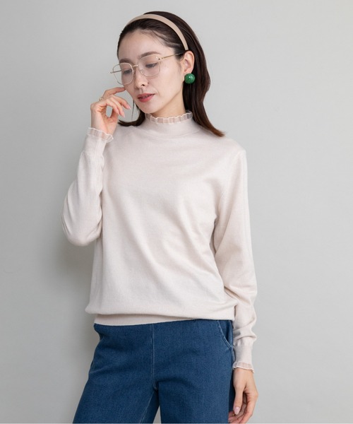 lodie(ロディ)の「【全8色展開】プチフリルハイネックニット(ニット/セーター・レディース・イエロー/ブルー/グリーン/アイボリー/グレー/レッド/ネイビー/ブラック・FREE)」の12枚目の写真