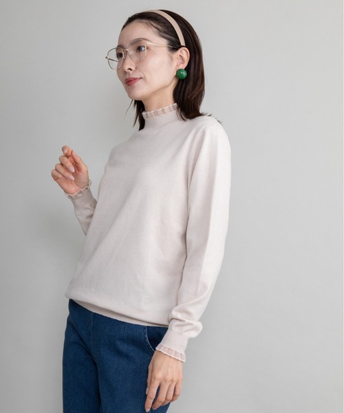 lodie(ロディ)の「【全8色展開】プチフリルハイネックニット(ニット/セーター・レディース・イエロー/ブルー/グリーン/アイボリー/グレー/レッド/ネイビー/ブラック・FREE)」の13枚目の写真