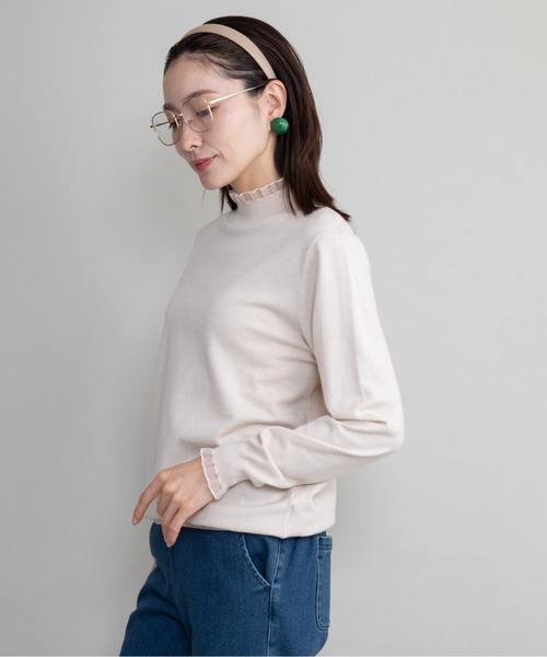 lodie(ロディ)の「【全8色展開】プチフリルハイネックニット(ニット/セーター・レディース・イエロー/ブルー/グリーン/アイボリー/グレー/レッド/ネイビー/ブラック・FREE)」の14枚目の写真