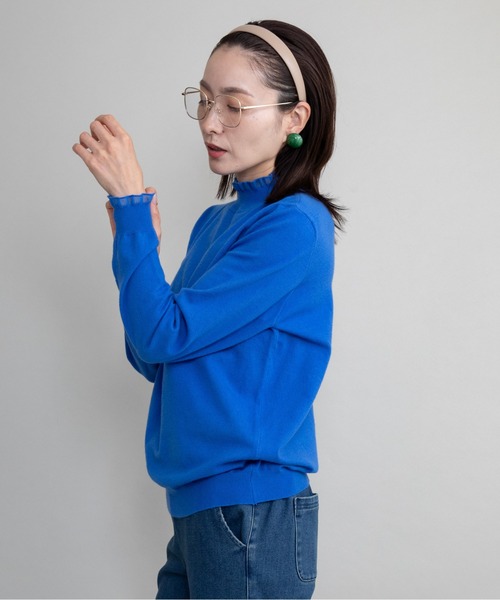 lodie(ロディ)の「【全8色展開】プチフリルハイネックニット(ニット/セーター・レディース・イエロー/ブルー/グリーン/アイボリー/グレー/レッド/ネイビー/ブラック・FREE)」の19枚目の写真