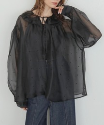 CLEIO（クレイオ）の「【CLEIO】ドットシアーパフスリーブブラウス DOT SHEER PUFF SLEEVE BLOUSE（シャツ/ブラウス）」
