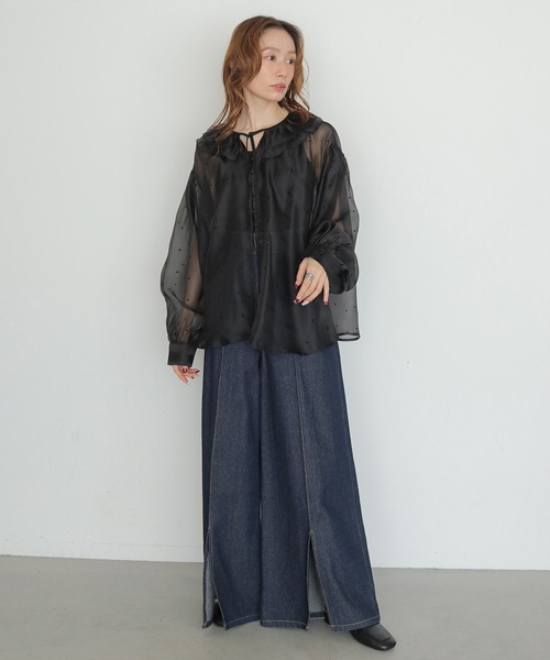 CLEIO(クレイオ)の「【CLEIO】ドットシアーパフスリーブブラウス DOT SHEER PUFF SLEEVE BLOUSE(シャツ/ブラウス・レディース・ブラック/アイボリー・FREE)」の21枚目の写真