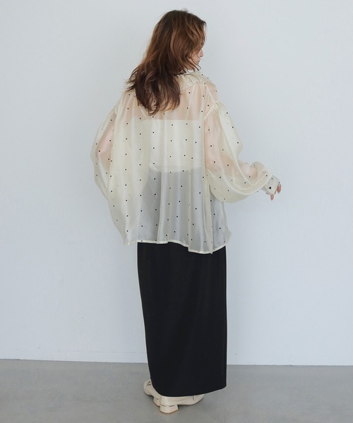 CLEIO(クレイオ)の「【CLEIO】ドットシアーパフスリーブブラウス DOT SHEER PUFF SLEEVE BLOUSE(シャツ/ブラウス・レディース・ブラック/アイボリー・FREE)」の8枚目の写真
