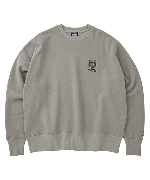 KAVU(カブー)の「KAVU/カブー OP Sweat Tiger/ワンポイントスウェットタイガー(スウェット・メンズ・ブラック/ベージュ/ライトグレー・MEDIUM/LARGE/SMALL)」の1枚目の写真