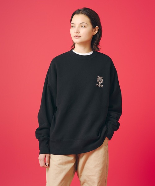 KAVU(カブー)の「KAVU/カブー OP Sweat Tiger/ワンポイントスウェットタイガー(スウェット・メンズ・ブラック/ベージュ/ライトグレー・MEDIUM/LARGE/SMALL)」の2枚目の写真