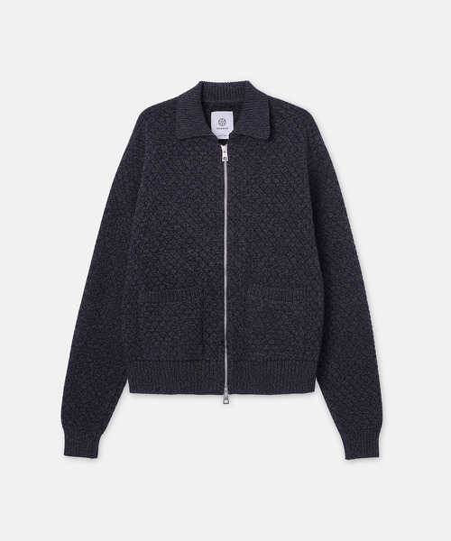 SEAGREEN(シーグリーン)の「SEAGREEN(シーグリーン) WAFFLE KNIT ZIP BLOUSON ワッフルニットジップブルゾン(ブルゾン・レディース・ネイビー・1)」の1枚目の写真