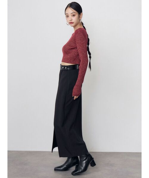 MURUA(ムルーア)の「ラメワイドリブクロップドニット 冬服(ニット/セーター・レディース・アイボリー/ブラック/グリーン/レッド/パープル・FREE)」の14枚目の写真