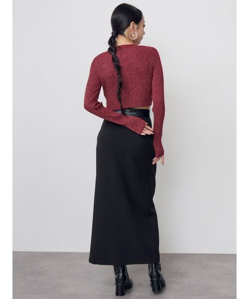 MURUA(ムルーア)の「ラメワイドリブクロップドニット 冬服(ニット/セーター・レディース・アイボリー/ブラック/グリーン/レッド/パープル・FREE)」の15枚目の写真