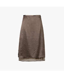 KUME（クメ）の「Crinkled Satin Layered Midi Skirt, Brown（スカート）」
