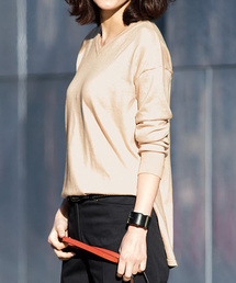 IEDIT | ララ・ステラ　シルク混のもっちり素材が気持ちいい二重臼編みのＶネックニット(ニット/セーター)