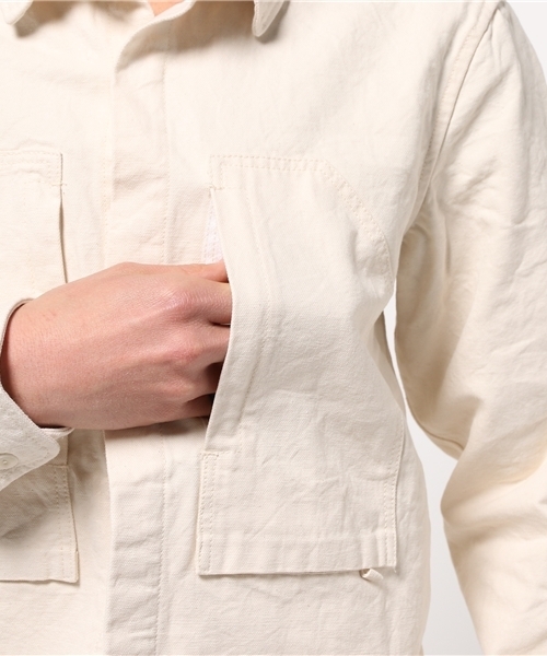 Snow Peak（スノーピーク）の「オカヤマ オックス シャツ -生成- （ユニセックス）（シャツ/ブラウス・メンズ・キナリ・1/SMALL/LARGE/MEDIUM/X-LARGE/2/XX-LARGE）」の7枚目の写真