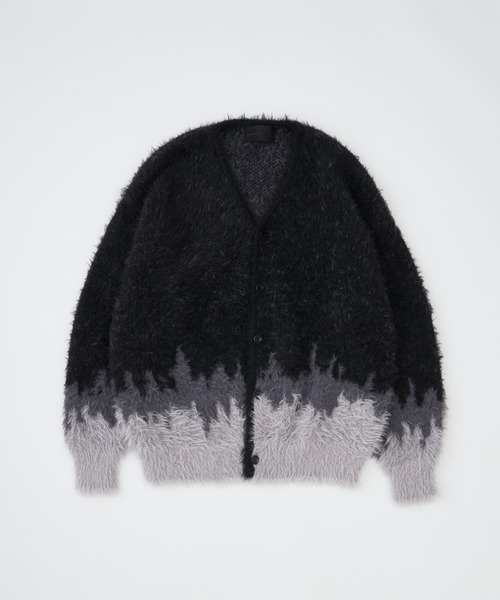 ADAM PATEK(アダムパテック)の「【ADAMPATEK/アダムパテック】 rough distortedchevron cardigan グラデーションボーダーシャギーカーデ(カーディガン/ボレロ・メンズ・イエロー/グレー/グリーン・2)」の1枚目の写真