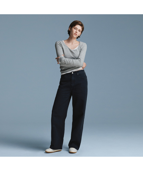 URAGO(ユラーゴ)の「ルビー染めワイドデニム ブラック(デニムパンツ・レディース・ブラック・SMALL/MEDIUM/LARGE)」の1枚目の写真