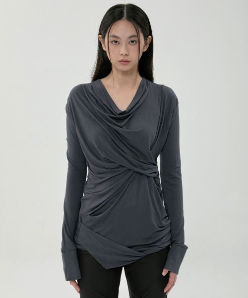 FLAREUP（フレアアップ）の「Miya ロングスリーブ (FL-195_Charcoal)（Tシャツ/カットソー・レディース・チャコール・OS）」の3枚目の写真