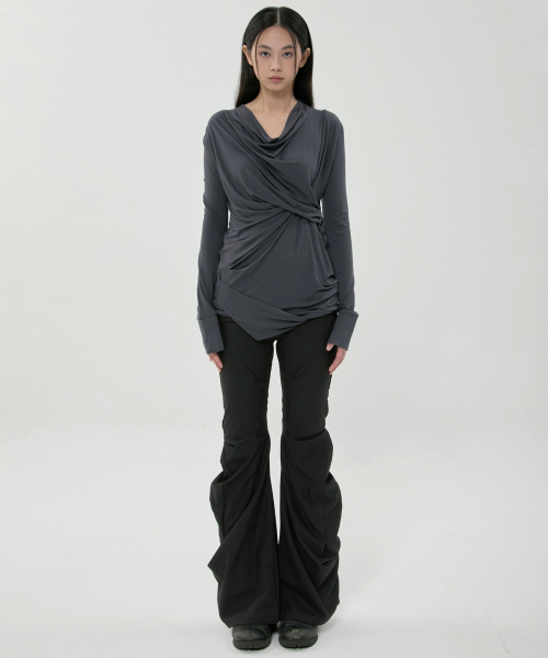 FLAREUP（フレアアップ）の「Miya ロングスリーブ (FL-195_Charcoal)（Tシャツ/カットソー・レディース・チャコール・OS）」の7枚目の写真