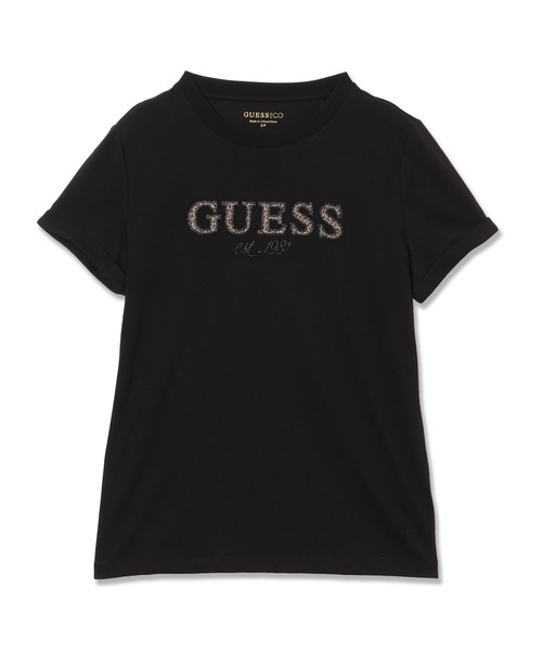Guess（ゲス）の「LEOPARD Lurex Logo Tee（Tシャツ/カットソー・レディース・ブラック/ホワイト・SMALL/MEDIUM/LARGE/X-SMALL）」の2枚目の写真