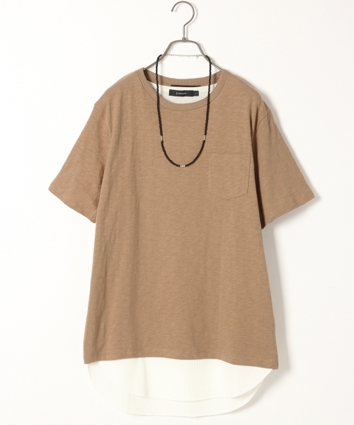 RAGEBLUE（レイジブルー）の「スラブジャガードTシャツ/719254（Tシャツ/カットソー・メンズ・ネイビー/ベージュ/ホワイト/オフホワイト/ブラック/ピンク系その他・LARGE/MEDIUM）」の4枚目の写真