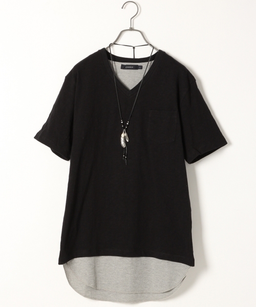 RAGEBLUE（レイジブルー）の「スラブジャガードTシャツ/719254（Tシャツ/カットソー・メンズ・ネイビー/ベージュ/ホワイト/オフホワイト/ブラック/ピンク系その他・LARGE/MEDIUM）」の3枚目の写真