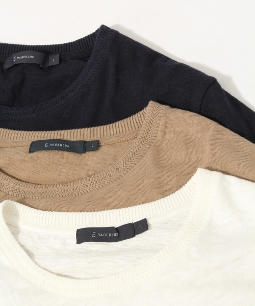 RAGEBLUE（レイジブルー）の「スラブジャガードTシャツ/719254（Tシャツ/カットソー・メンズ・ネイビー/ベージュ/ホワイト/オフホワイト/ブラック/ピンク系その他・LARGE/MEDIUM）」の13枚目の写真
