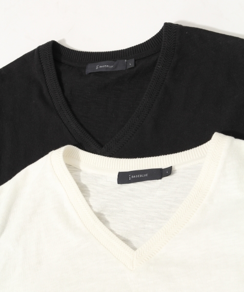 RAGEBLUE（レイジブルー）の「スラブジャガードTシャツ/719254（Tシャツ/カットソー・メンズ・ネイビー/ベージュ/ホワイト/オフホワイト/ブラック/ピンク系その他・LARGE/MEDIUM）」の14枚目の写真