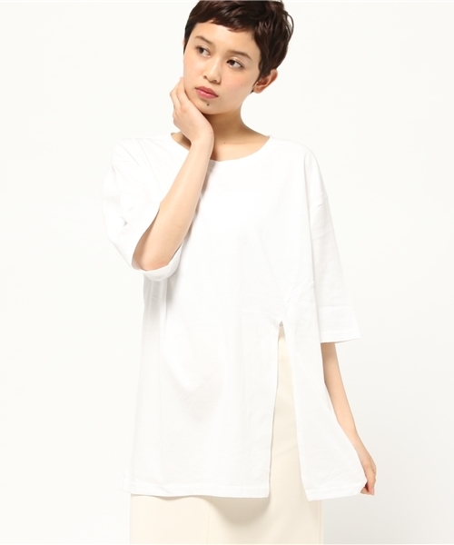 EGOIST（エゴイスト）の「フロントスリットルーズトップ（Tシャツ/カットソー・レディース・ホワイト/ブラック/カーキ/グレー・FREE）」の14枚目の写真