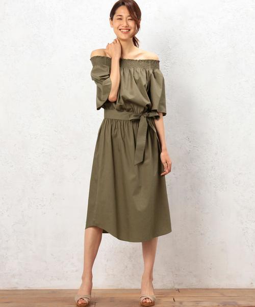 green label relaxing（グリーンレーベルリラクシング）の「KF C OFF/S ワンピース◆（ワンピース・レディース・ネイビー/ブラウン・FREE）」の2枚目の写真