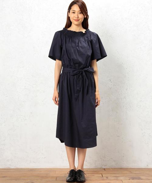 green label relaxing（グリーンレーベルリラクシング）の「KF C OFF/S ワンピース◆（ワンピース・レディース・ネイビー/ブラウン・FREE）」の4枚目の写真