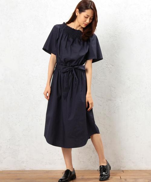 green label relaxing（グリーンレーベルリラクシング）の「KF C OFF/S ワンピース◆（ワンピース・レディース・ネイビー/ブラウン・FREE）」の6枚目の写真