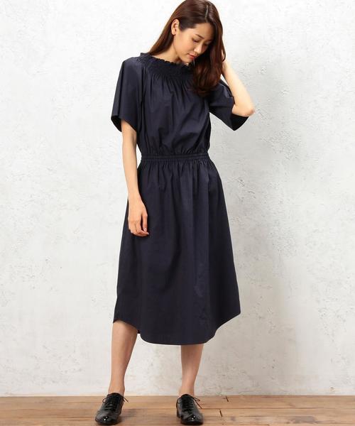 green label relaxing（グリーンレーベルリラクシング）の「KF C OFF/S ワンピース◆（ワンピース・レディース・ネイビー/ブラウン・FREE）」の7枚目の写真