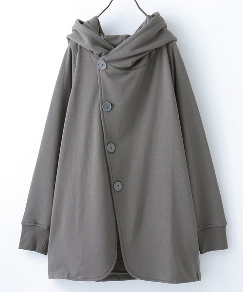 n'OrLABEL(ノアールレーベル)の「『洗練フード付きデザインジャケット』(パーカー・レディース・ネイビー/ブラック/カーキ/チャコールグレー・2/1)」の2枚目の写真