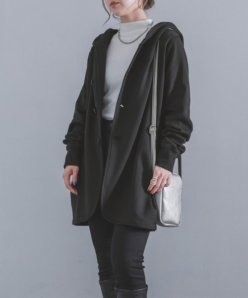 n'OrLABEL(ノアールレーベル)の「『洗練フード付きデザインジャケット』(パーカー・レディース・ネイビー/ブラック/カーキ/チャコールグレー・2/1)」の5枚目の写真