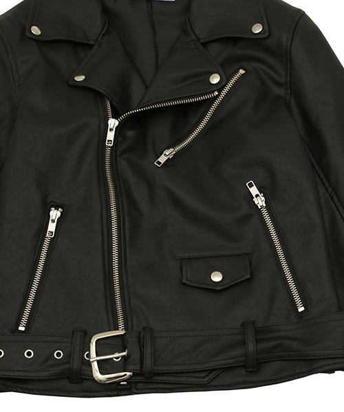 PUNYUS（プニュズ）の「ダブルライダースジャケット（ライダースジャケット・レディース・ブラック・4/1/3/2）」の2枚目の写真