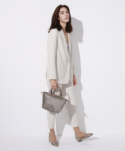 トプカピ ナイロンツイル2WAY ショルダー ハンドバッグ ベージュ TOPKAPI｜ストライプハンドル ナイロン 2way トート バッグ A4対応