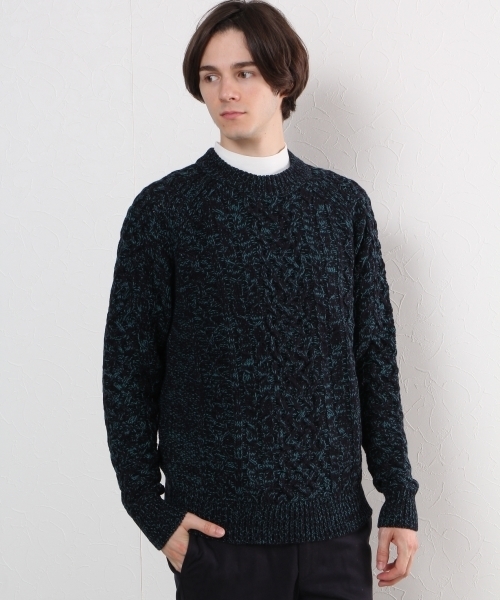 GLOBAL WORK（グローバルワーク）の「３ゲージケーブルニットプルオーバー/719623（ニット/セーター・メンズ・ベージュ/ネイビー/ダークグレー/ライトピンク/ホワイト/グリーン・SMALL/LARGE/X-LARGE/MEDIUM）」の4枚目の写真