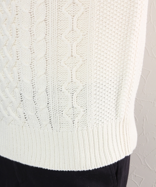 GLOBAL WORK（グローバルワーク）の「３ゲージケーブルニットプルオーバー/719623（ニット/セーター・メンズ・ベージュ/ネイビー/ダークグレー/ライトピンク/ホワイト/グリーン・SMALL/LARGE/X-LARGE/MEDIUM）」の14枚目の写真