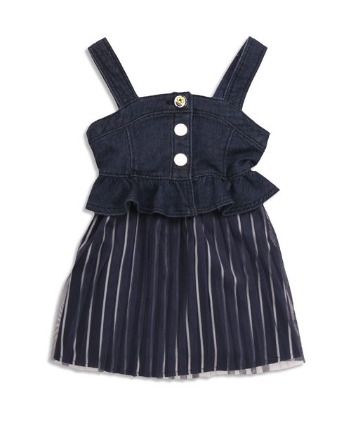 apres les cours(アプレレクール)の「3WAYデニムベストワンピース(ワンピース・キッズ・ネイビー/ブルー・110/130/80/100/120/90)」の1枚目の写真