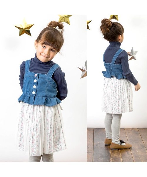 apres les cours(アプレレクール)の「3WAYデニムベストワンピース(ワンピース・キッズ・ネイビー/ブルー・110/130/80/100/120/90)」の3枚目の写真