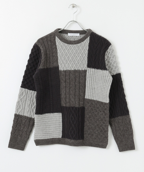 URBAN RESEARCH（アーバンリサーチ）の「UR 編地MIXパネルカラーC/Nニット（ニット/セーター・メンズ・チャコールグレー/ネイビー/ブラウン・LARGE/MEDIUM）」の15枚目の写真