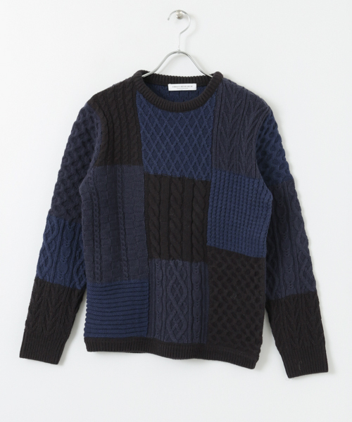 URBAN RESEARCH（アーバンリサーチ）の「UR 編地MIXパネルカラーC/Nニット（ニット/セーター・メンズ・チャコールグレー/ネイビー/ブラウン・LARGE/MEDIUM）」の5枚目の写真