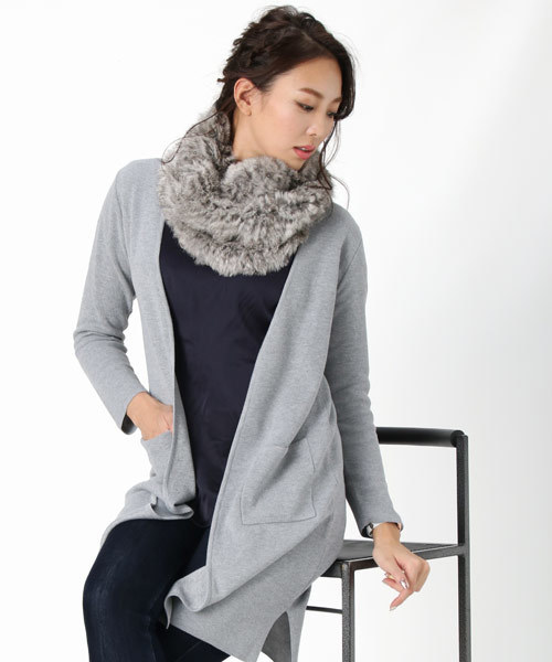 sankyo shokai（サンキョウショウカイ）の「ラビットファースヌード（ネックウォーマー/スヌード・レディース・ブラック/ブラウン系その他/グレー系その他/グレイッシュベージュ/ダークブラウン・FREE）」の7枚目の写真