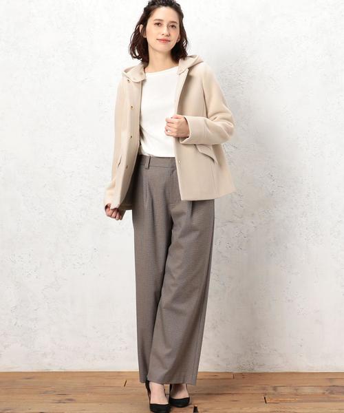 ◇KF W 2WAY ノーカラー HOOD コート SHORT （その他アウター