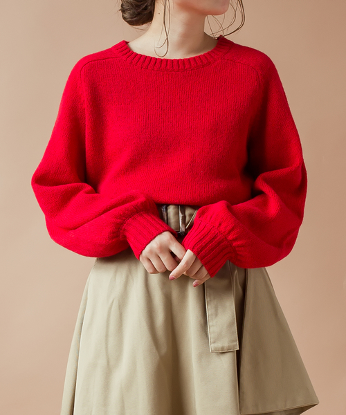 SHIPS BLUESTORE（シップスブルーストア）の「SHIPS BLUESTORE:ベーシック カラーシェットクルーネックニット◇（ニット/セーター・レディース・ライトグレー/レッド/オレンジ/ブルー/グリーン/ダークグレー・ONE SIZE）」の6枚目の写真