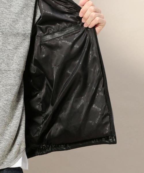 schott ショット黒 ダウンジャケット schott（ショット）の「◇Schott別注 レザーダウンジャケット
