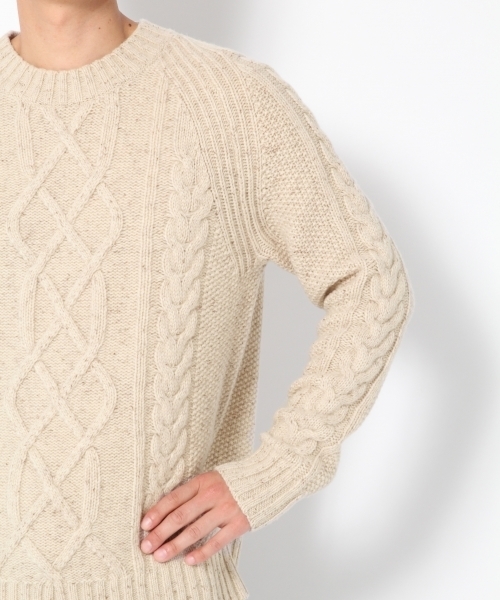 GLOBAL WORK（グローバルワーク）の「3ゲージケーブルニットプルオーバー/776051（ニット/セーター・メンズ・ホワイト/ダークブラウン/ライトグレー/グレー/ネイビー/ベージュ/レッド・SMALL/MEDIUM/LARGE/X-LARGE）」の17枚目の写真