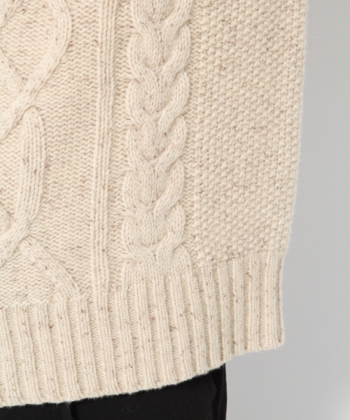 GLOBAL WORK（グローバルワーク）の「3ゲージケーブルニットプルオーバー/776051（ニット/セーター・メンズ・ホワイト/ダークブラウン/ライトグレー/グレー/ネイビー/ベージュ/レッド・SMALL/MEDIUM/LARGE/X-LARGE）」の19枚目の写真