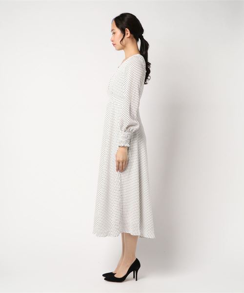 ネイビー・ホワイトドットロングワンピース Amazon.co.jp: DYIOPMFGZ レディース シフォンワンピース ドット