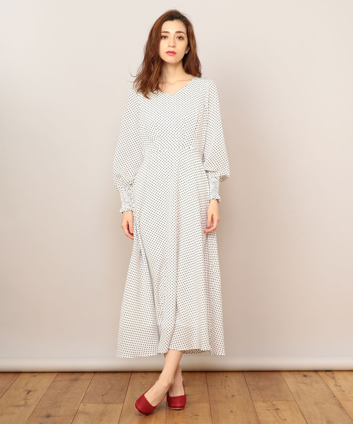 MIIA（ミーア）の「ドット柄ロングワンピース（ワンピース