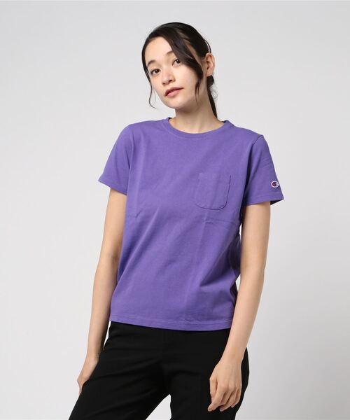Champion(チャンピオン)の「【Champion/チャンピオン】レディース ポケットTシャツ(Tシャツ/カットソー・レディース・ブラック/ホワイト/グリーン系その他/ネイビー/グレー/オレンジ系その他3/バイオレット/サンドベージュ/スモーキーグリーン系1/スカイブルー・MEDIUM/LARGE)」の9枚目の写真