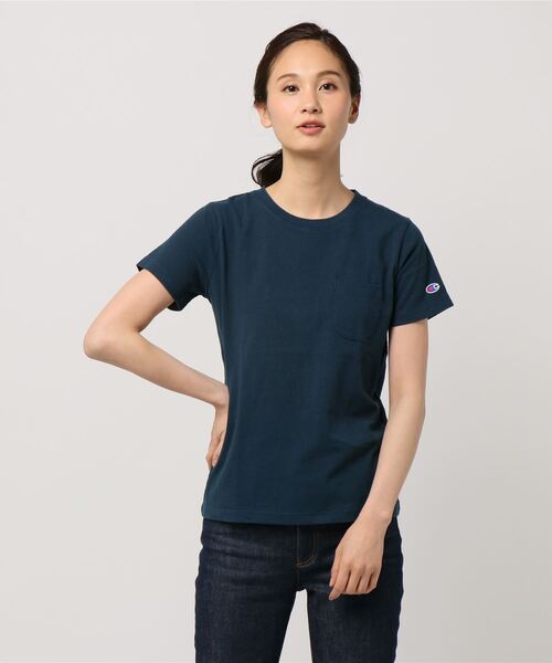 Champion(チャンピオン)の「【Champion/チャンピオン】レディース ポケットTシャツ(Tシャツ/カットソー・レディース・ブラック/ホワイト/グリーン系その他/ネイビー/グレー/オレンジ系その他3/バイオレット/サンドベージュ/スモーキーグリーン系1/スカイブルー・MEDIUM/LARGE)」の8枚目の写真