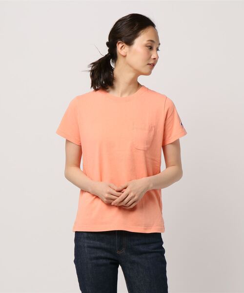 Champion(チャンピオン)の「【Champion/チャンピオン】レディース ポケットTシャツ(Tシャツ/カットソー・レディース・ブラック/ホワイト/グリーン系その他/ネイビー/グレー/オレンジ系その他3/バイオレット/サンドベージュ/スモーキーグリーン系1/スカイブルー・MEDIUM/LARGE)」の10枚目の写真
